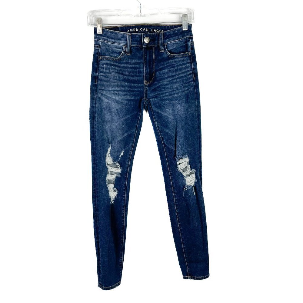 American Eagle 360 Next Level Stretch Hi-Rise Jegging Jeans Size 00 SHORT EUC T2